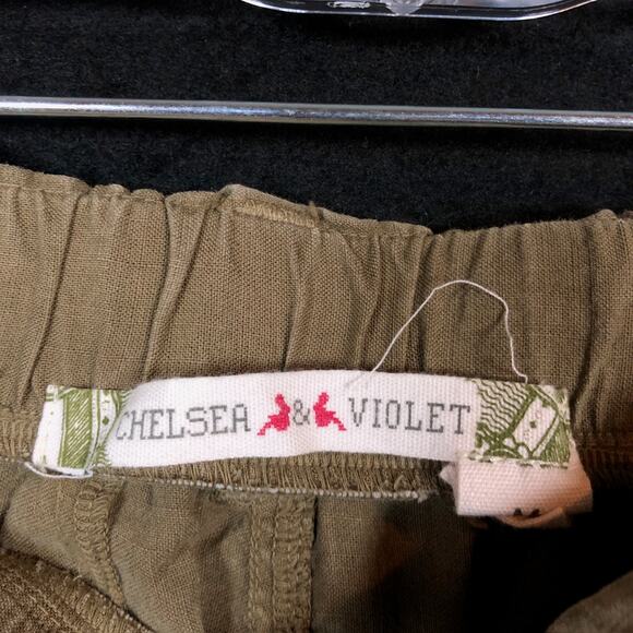 Chelsea & Violet Womens Pants Green Pull On Cargo Elastic Waist Paperbag M - Picture 4 of 12